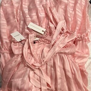 LoveShackFancy Blush Striped Dress with Ribbon Accent